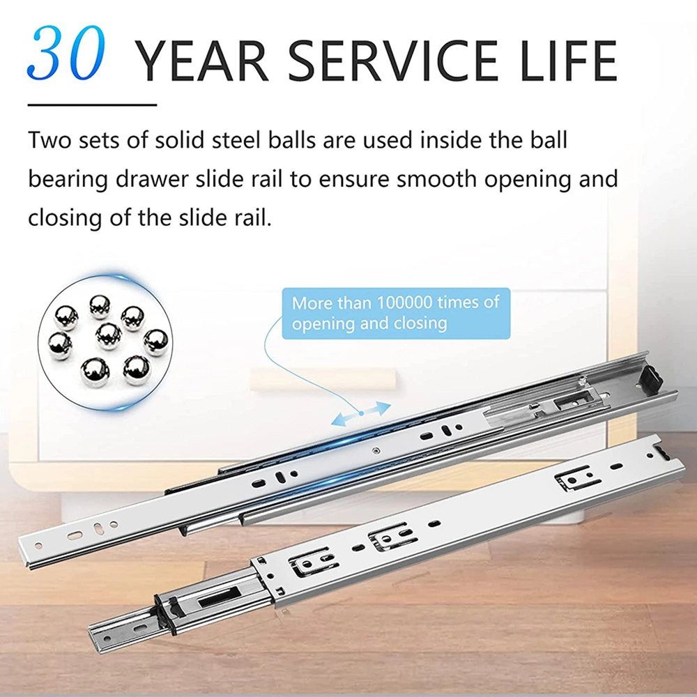 Full Extension Drawer Slide Ball Bearing Heavy Duty File Cabinet Steel Slider Slide Rail Rail Track 100 Lb Bearing Capacity Side Mount White